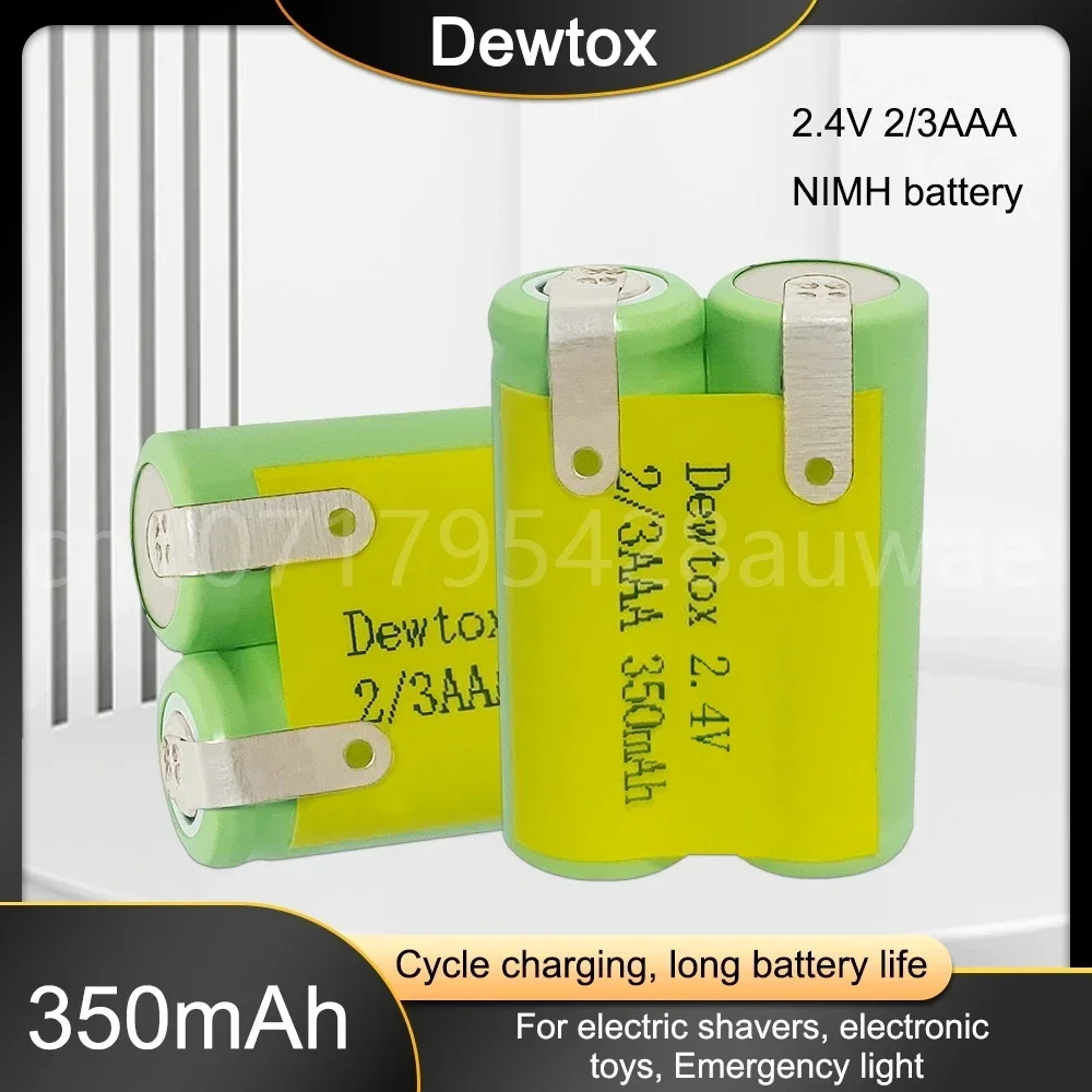 2.4V 2/3AAA 350mAh Ni-MH Rechargeable Battery with Welding 2* Battery Alternative 2.4V 2/3AAA for Electric Razor Shaver