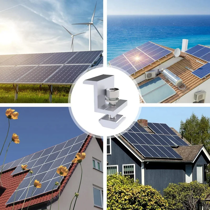 Pack of 8 Solar Module Brackets, Solar Panel Holder, End Clamp, Adjustable, Fixing Solar Module Holder (35 mm)