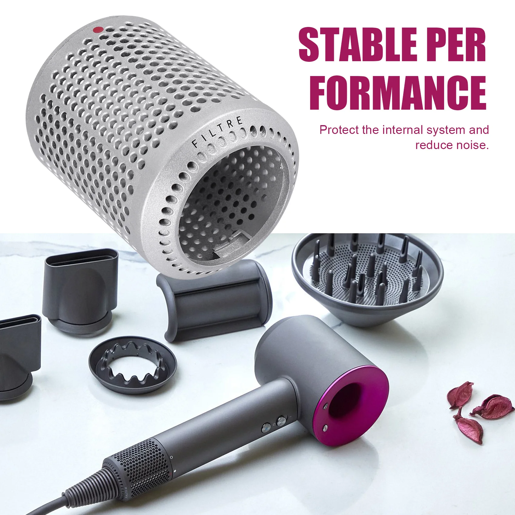 ABJN-Suitable For Dyson Hair Dryer HD01 HD03 HD08 Dustproof Outer Filter Cover Vacuum Cleaner Accessories