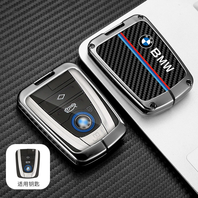 Carbon Fiber Zinc Alloy Car Remote Smrat Key Case Protector Holder Bag Shell For BMW I3 I8 Series Keyless Keychain Accessoroies