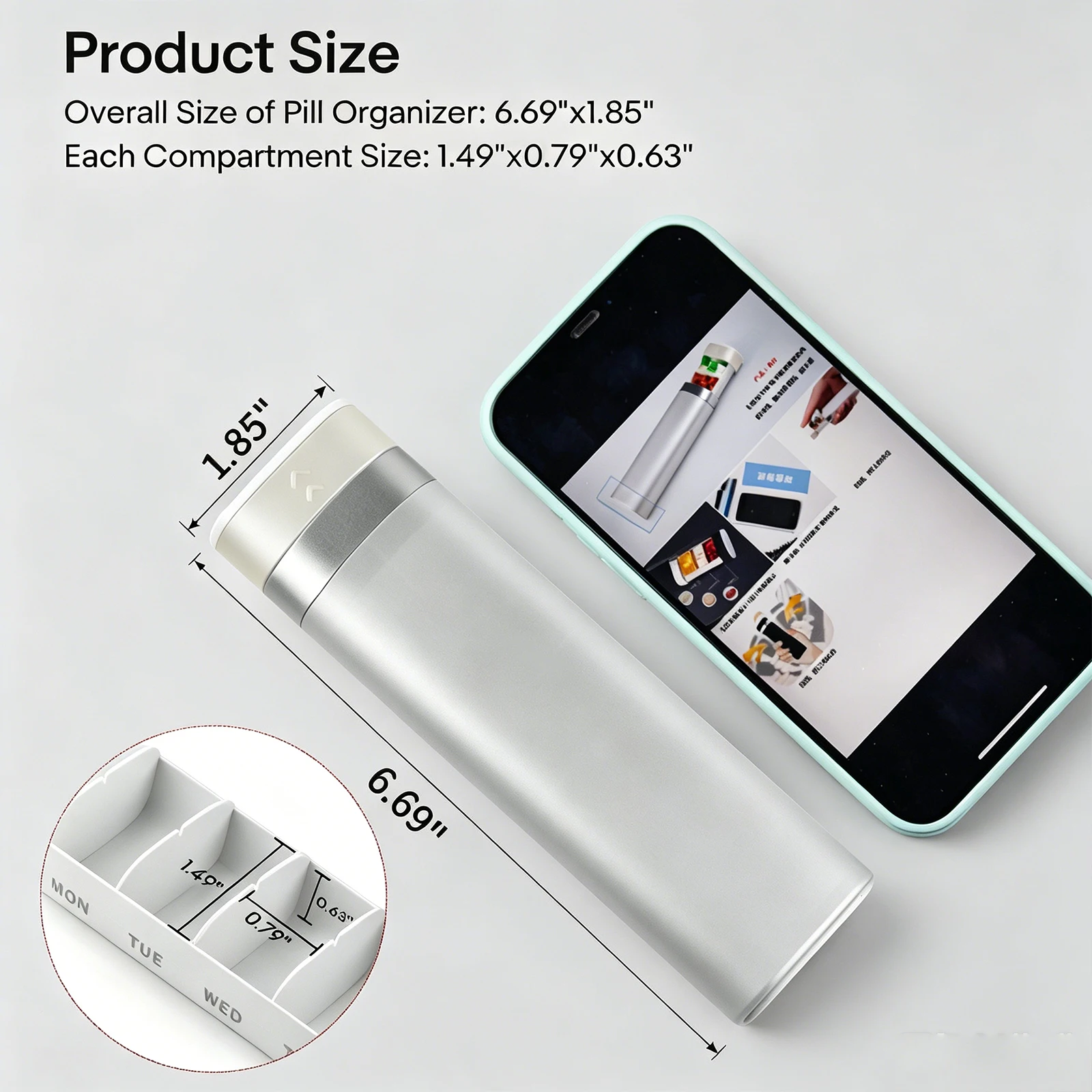 Weekly Pill Case 7-Day Portable Travel Mini Pill Organizer BPA-Free Food Grade Airtight For Vitamin Tablet Storage Container