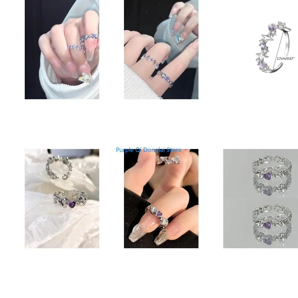 L21E 2 Pack Adjustable Rings Wedding Engagement Rings Y2K Rings