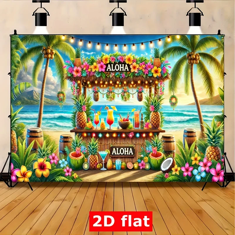 Tropical Boho Hawaiian Aloha Beach Wall Tapestry Decor Large Jungle Tiki Bar Print Summer Party Festival Background Home Accent