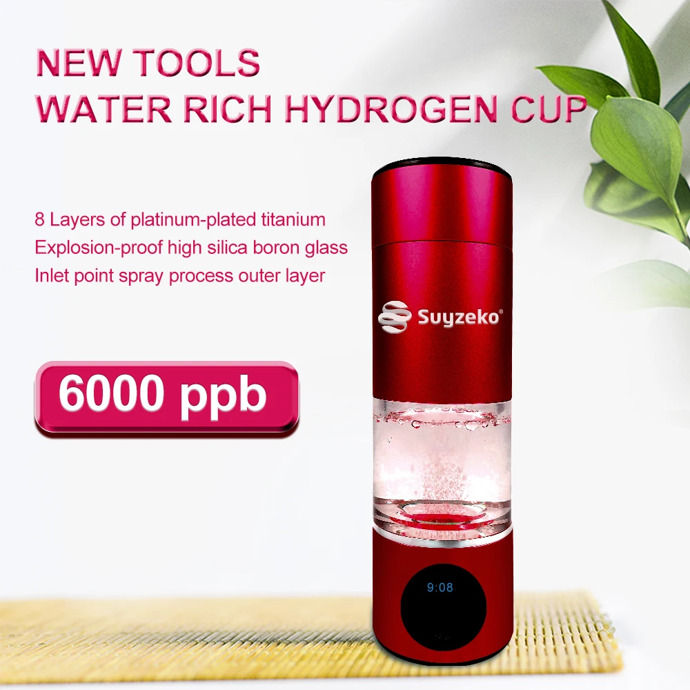 Portable 6000PPB High Concentration Hydrogen Rich Water Cup SPE/PEM Hydrogen H2 Water Generator Water Filter Bottle