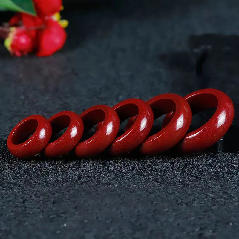 1Pcs FengShui Cinnabar Ring, Symbol Lucky Wealth Amulet Jewelry Gifts Chinese Amulet Talismans Gift Exorcise Evil Spirits