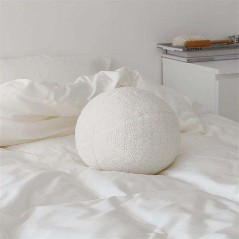 Bubble Kiss Nordic Ball Shaped Solid Color Stuffed Plush Pillow for Sofa Seat Decorative Cushion Soft Office Waist Rest Pillow