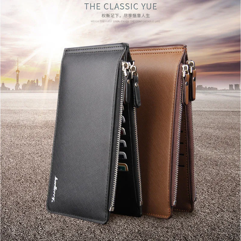 

2024 Luxury Men Long Wallet Multi-card Bit Credit Card Purse Solid Business PU Leather Wallets Male Coin Zipper Hasp Money Clip