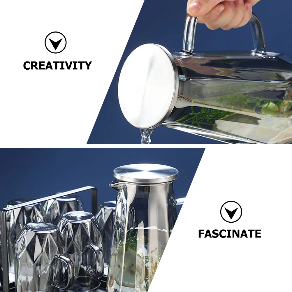 

Stylish Glass Water Pitcher Household Multi-Function Cold Beverage Dispenser Large Capacity Portable Handle Food Safe