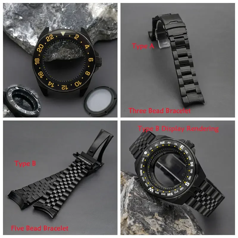 حافظة ساعة مع سوار من زجاج الياقوت مناسب SRPF33K1 SRPF39K1 أجزاء ساعة لحركة NH34 NH35 NH36 سلسلة King Samurai #2