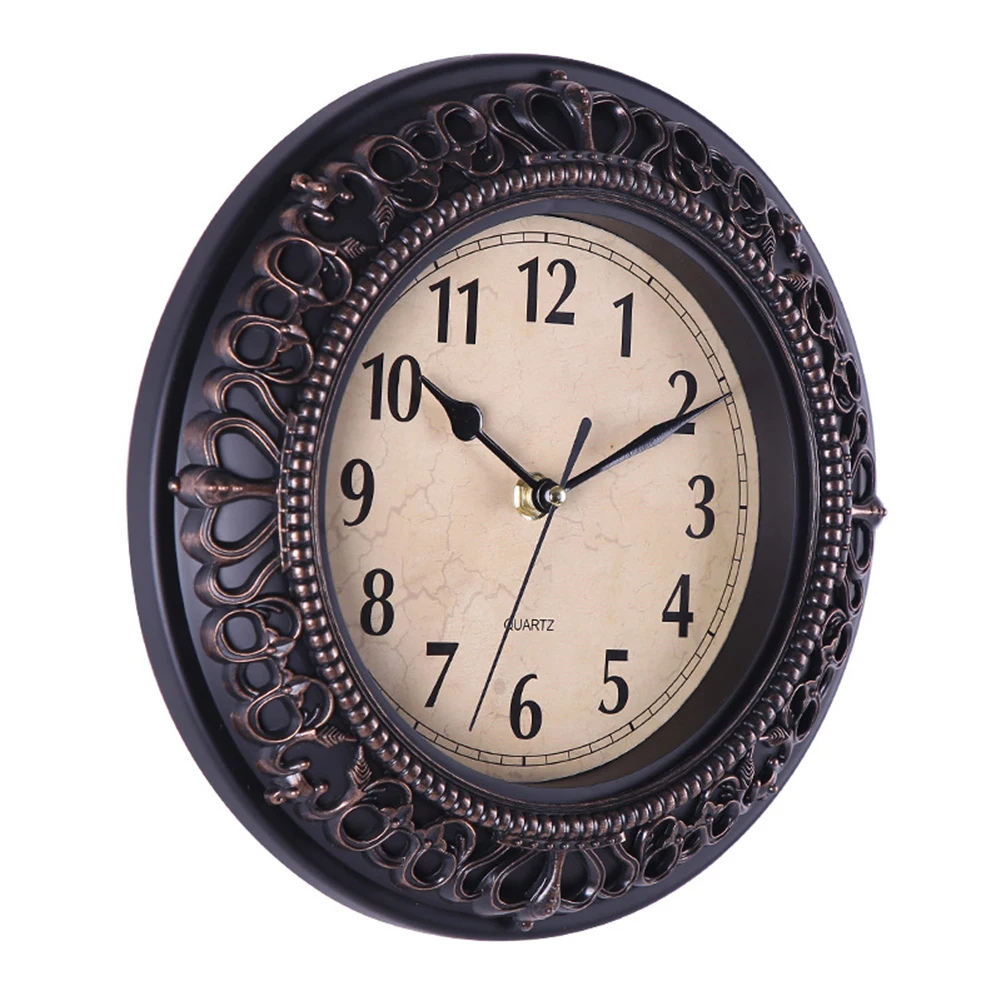 

Decorative Wall Clock Retro Wall Clock Office Decoration Glass Lens Cover Large Readable Numbers Non-ticking Mechanism