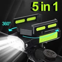 4000mAh 5 in 1 Bicycle Light Horn Phone Holder Power Bank USB Rechargeable 400LM Cycling Front Light MTB Road Bike Accessories