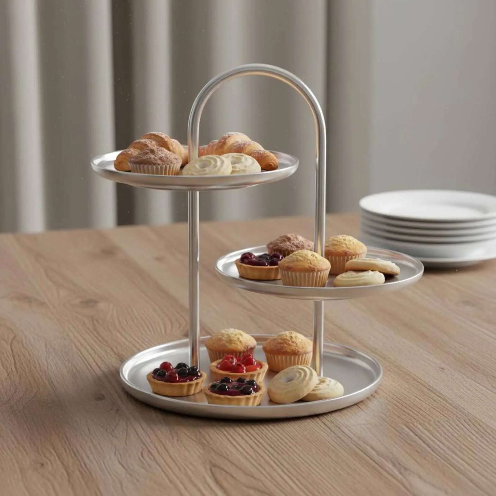 3-Tier Dessert Stand Multi-Tier Storage Tiered Serving Tray Ceramic Cupcake Holder Elegant Luxury Style Servingware Easy To - view 3