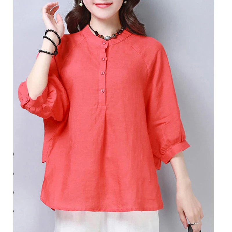 

Fashion Stand Collar Solid Color Casual Blouses Women's Clothing 2025 Spring Summer New Loose All-match Tops Commuter Shirts