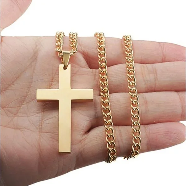 Vintage Cross Pendant Necklace Antique Gold Silver Color Cross Necklaces Men Women Fashion Choker Long Chain Jewelry Accessories