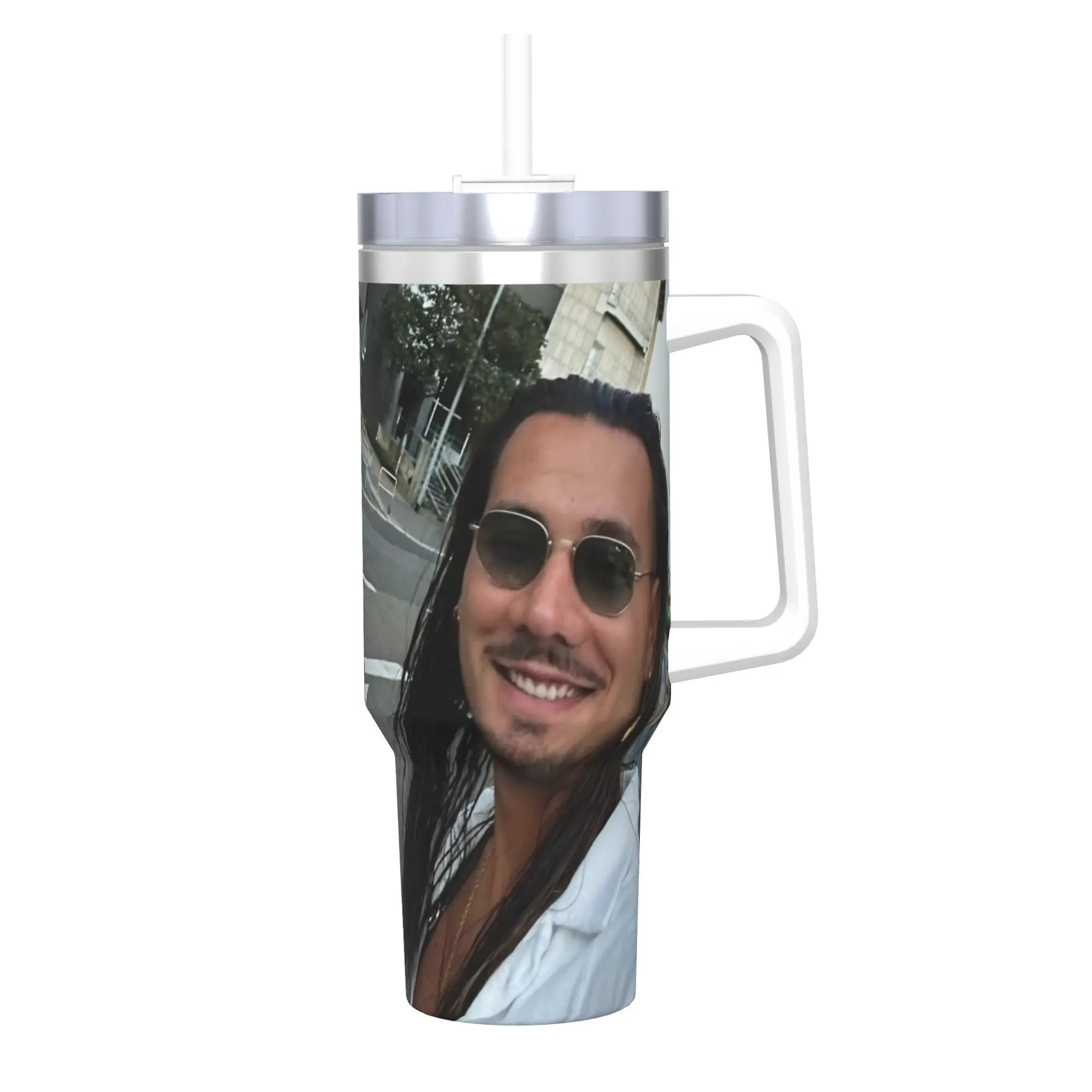Apache207 Rapper Tumbler With Straw  Stainless Steel Tumblers Cup Double Wall Vacuum Insulated for Cold Or Hot 40oz