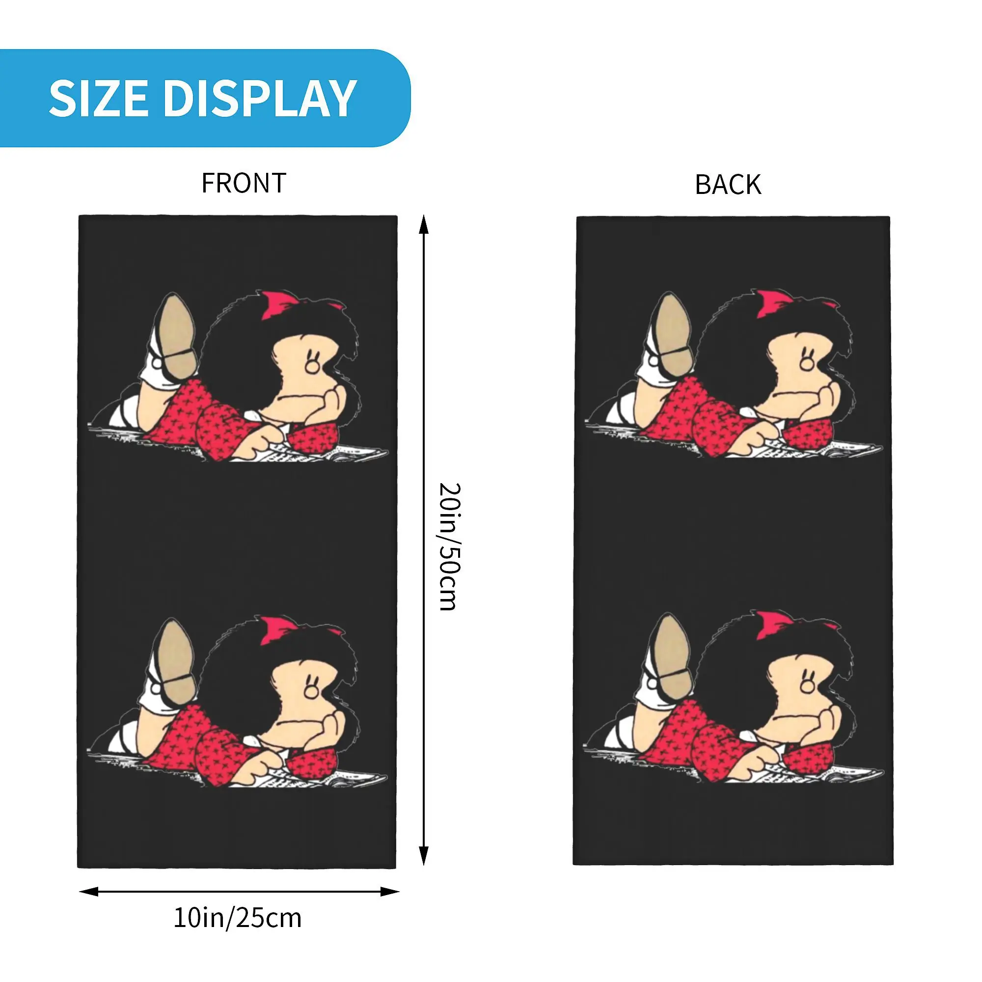 Custom Cute Mafalda Bandana Winter Neck Warmer  Windproof Wrap Face Scarf for Ski Argentine Cartoon Quino Comic Gaiter Headband