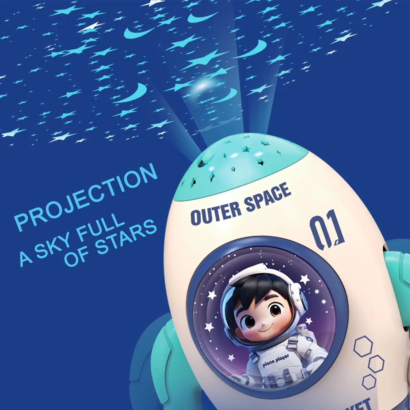 Dancing Toy Rechargeable Dancing Rocket Toy Lighted Projector Music Doll for Festival Indoor Holiday Home Table Event Party