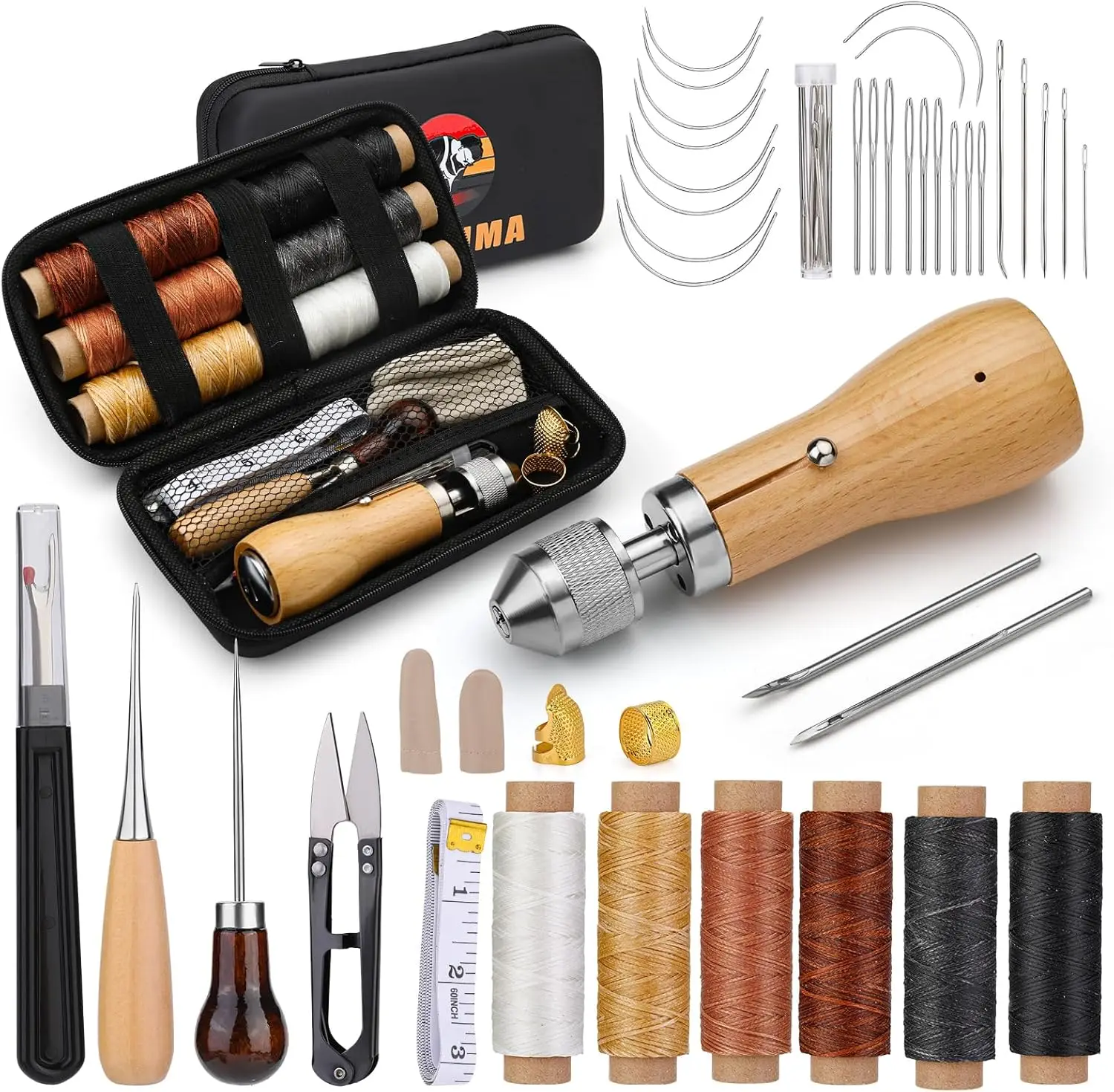 

40pcs Portable Sewing Awl Kit with Bag & Instructions for DIY Leather Repair Craft
