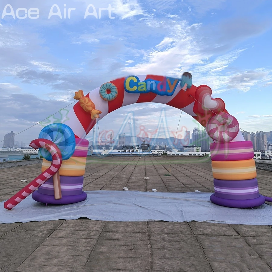 

Colorful Candy Arch Inflatable Food Entrance Archway for Shopping Mall Promotion Exhibition