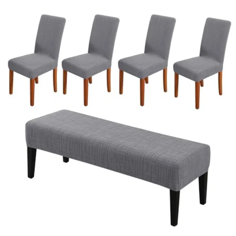 

Чехлы для стульев: Комплект из 5 чехлов для обеденных стульев и скамеек, жаккардовые съемные чехлы для стульев Parsons и скамеек, комплект для кухни