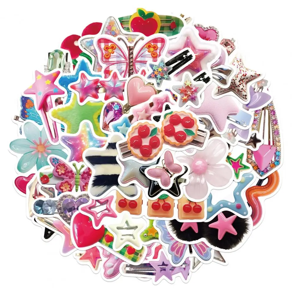 สติกเกอร์ DIY สติ๊กเกอร์ตกแต่ง50ชิ้นสติกเกอร์การ์ตูนรูปลอกกิ๊ฟหนีบผม DIY สเก็ตบอร์ดอุปกรณ์ซ่อมโน้ตบุ๊คกันน้ำสำหรับจักรยาน