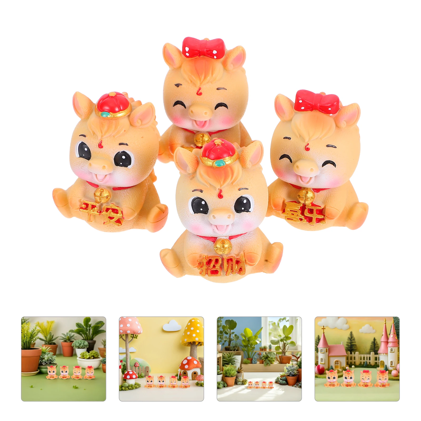 

4Pcs Resin Horse Sculpture Zodiac Decoration for Desk Shelf Tabletop New Year Gift New Year Horse Figurines Model Horses