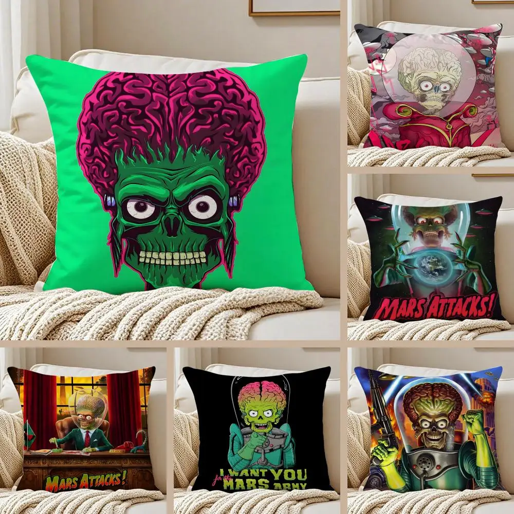 Retro M-Mars Attacks! Cartoon Cushion Cover Pillowcase Anti-