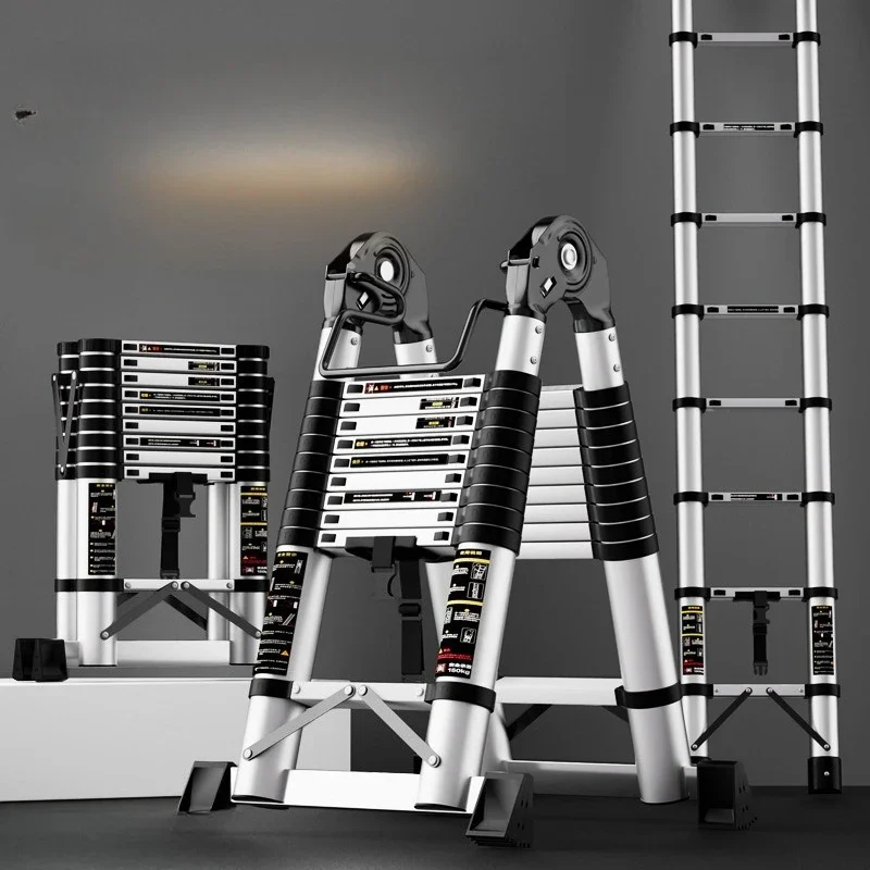 # Step Ladder Aluminum Telescopic Folding Ladder Extendable Articulated 16 Steps Portable Lightweight Home Use Safety Lock