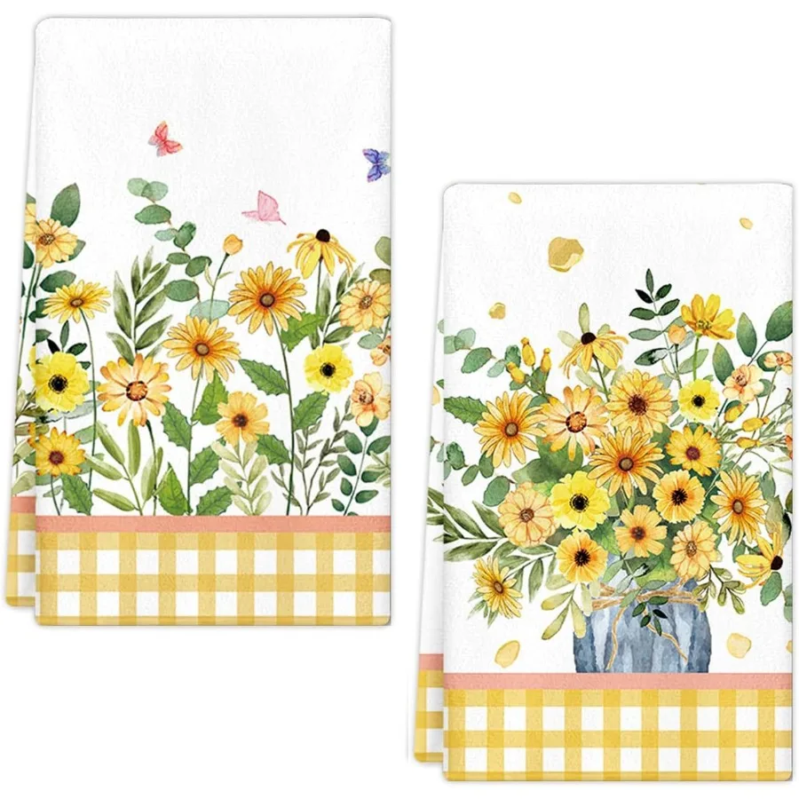 

Daisy Spring Kitchen Towels Kitchen Towels Decorative Set Decorative Tea Towels for Cng Baking Farmhouse Kitchen Decor Daisy