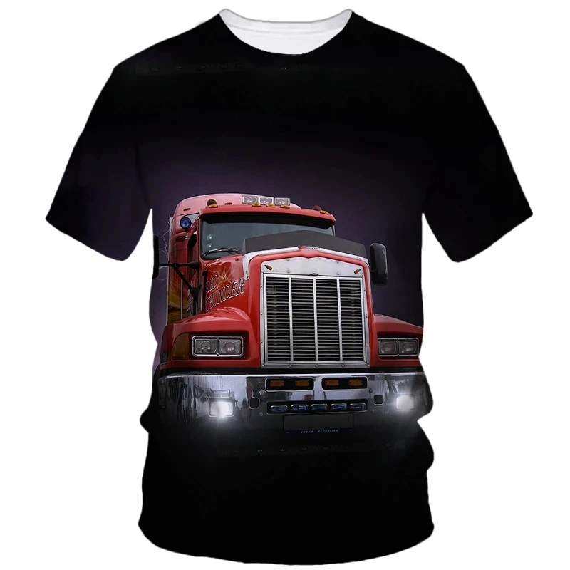 Fashionable and interesting truck pictures for men\'s t-shirts trend digital printing casual round neck short sleeved top