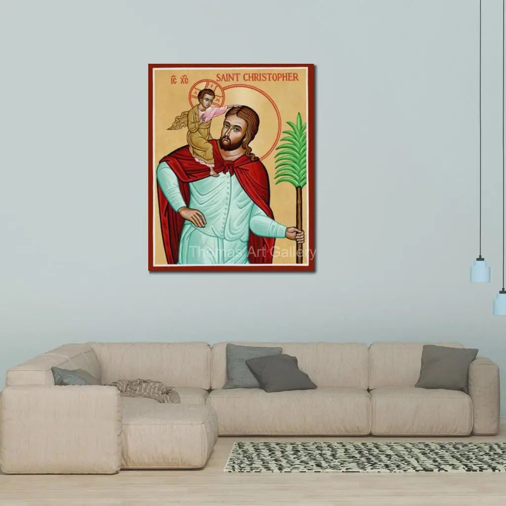 St Christopher Patron Saint of Travelers Icon HD Canvas Print Orthodox Byzantine Catholic Art for Car Home Altar Blessing Gift