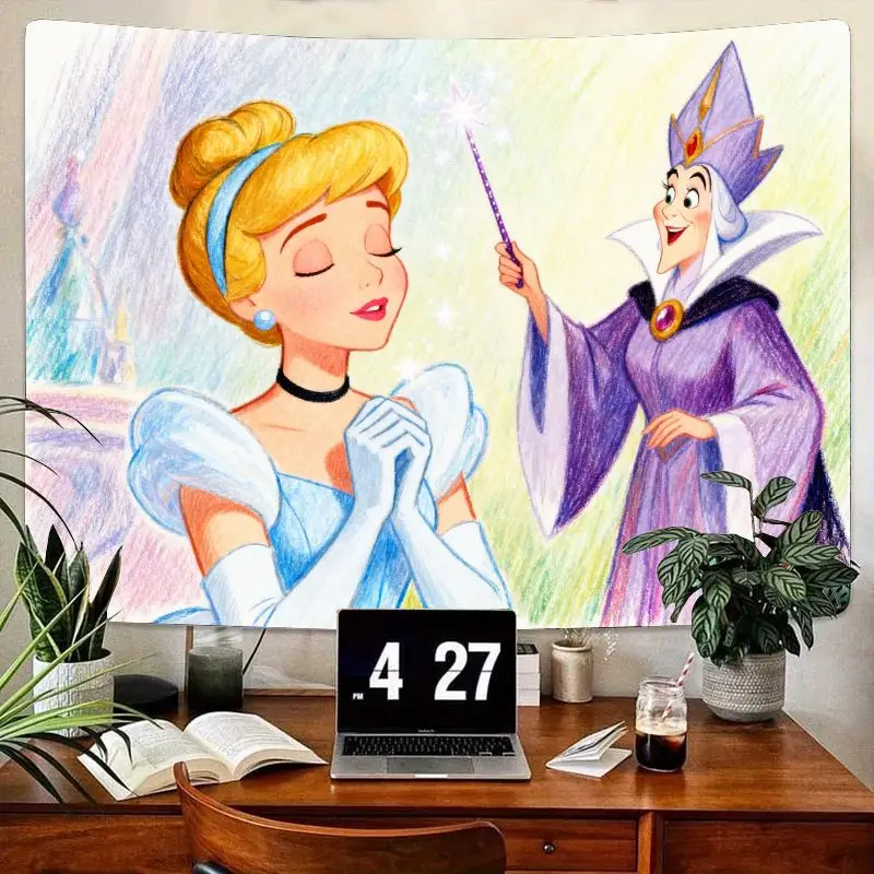 

1PC Enchanted Cinderella & Fairy Godmother Tapestry, Magic Wish Wall Art, Dreamy Princess Room Decor, Gift for Girls/Fans