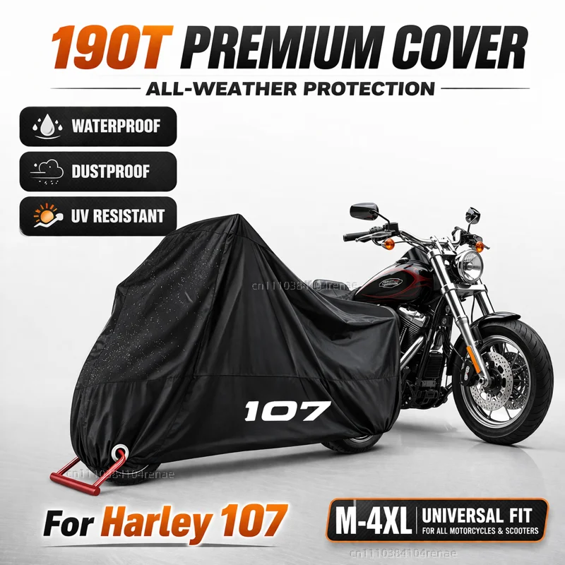 

For Harley Touring Road King Electra Glide Street Glide Softail Fat Boy 107 Motorcycle Cover Waterproof Dustproof UV Protection