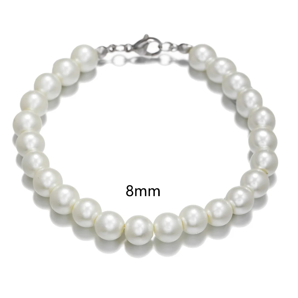 Simple Anti-Pearl Bracelet For Men Trendy Stainless Steel Beads Women Bracelet Fashion Pearl Jewelry Party Accessories Gift
