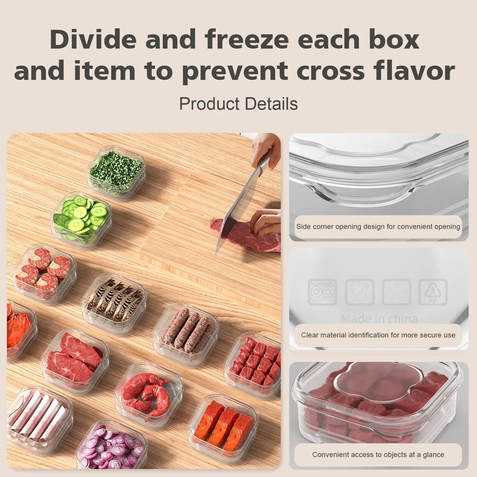 Refrigerator Storage Box Fridge Organizer Meat Fruit Vegetable Food Container Sealed Fresh Box with Lid Kitchen Accessories