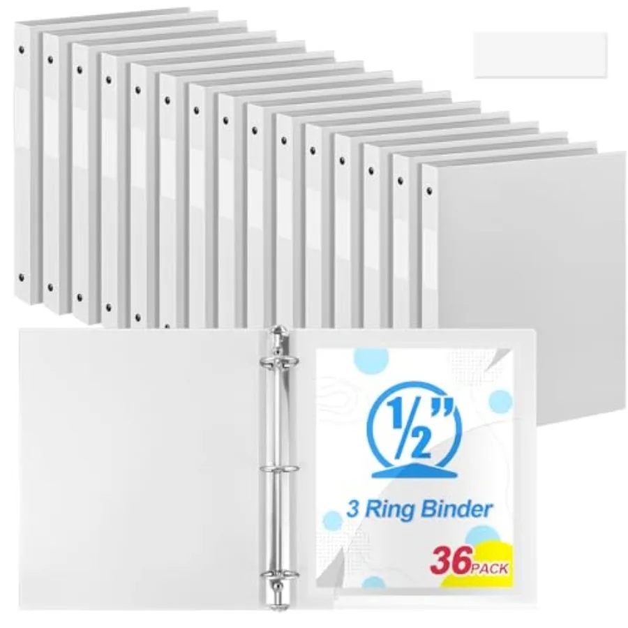 

Набор из 3 пластиковых папок-регистраторов на 0,5 дюйма с круглыми кольцами, гибкие, на 140 листов формата Letter, с карманом, органайзер для документов