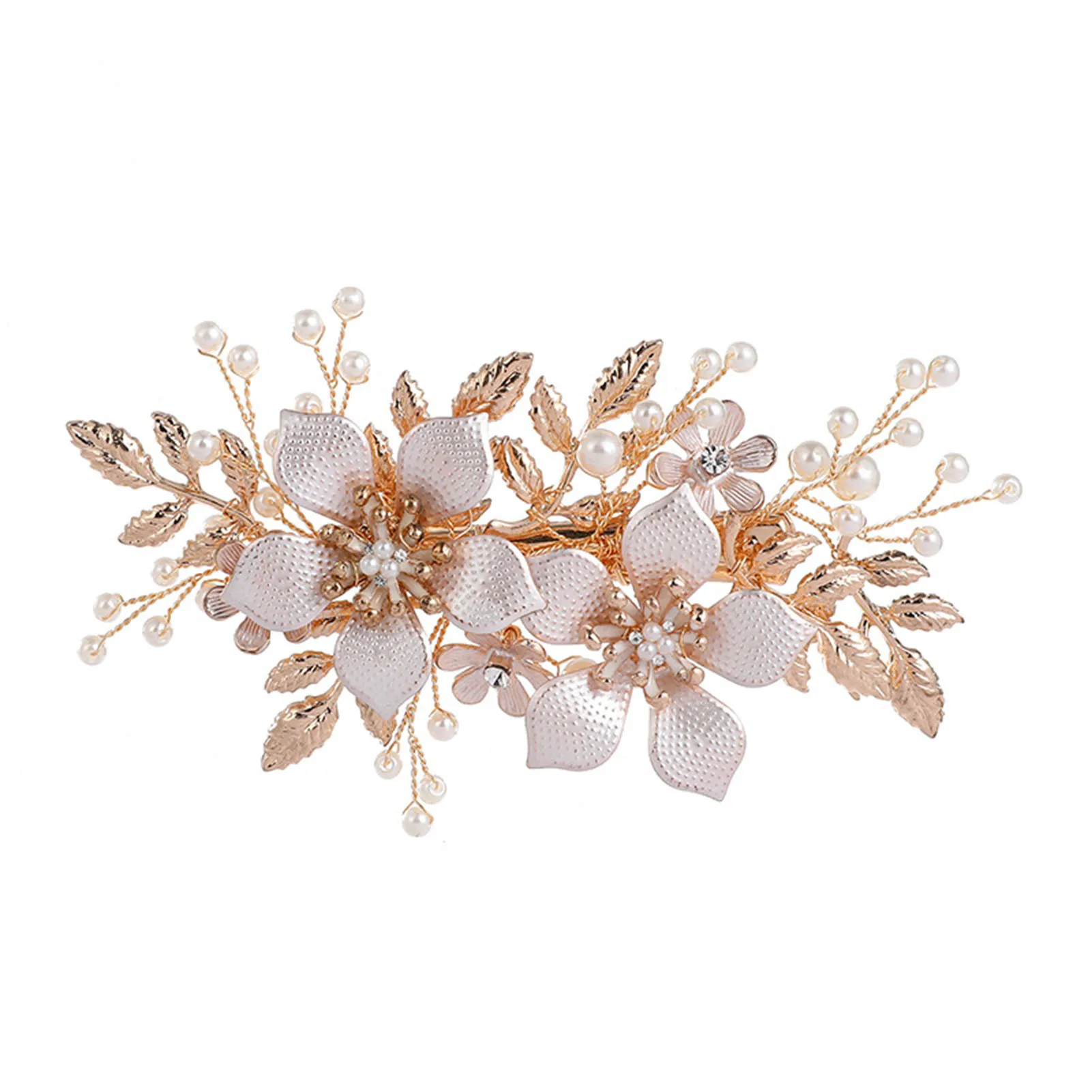 Rhinestones Flower Side Hair Clips Elegant Forehead Clip Chinese Retro Style for Bridesmaid Wedding Banquet