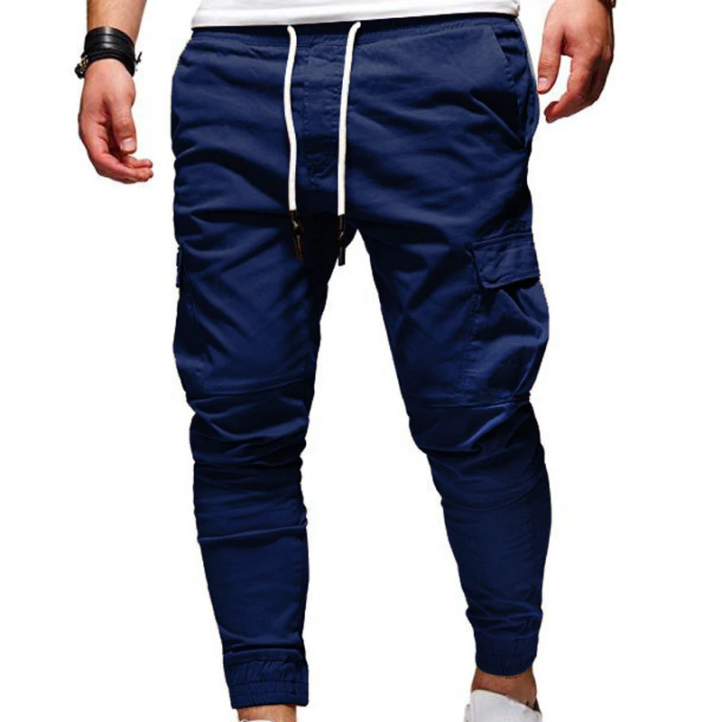 

Mens Sweatpants Autumn Pants Men Fitness Joggers Elastic Sports Pants with Pocket Casual Solid Color Slim Male Trousers MY333