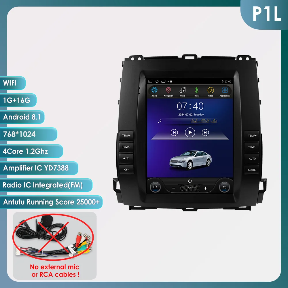 Hizpo Autoradio voor Toyota Land Cruiser Prado 120 2002-2009 Lexus GX470 Audio Multimedia Speler CarPlay Android Auto Bluetooth