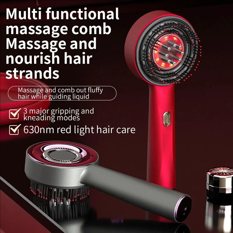 Electric Massage Comb with Vibration Red Light Therapy Scalp Brush Hair Growth Anti-Hair Loss Liquid Oil Applicator Hair Care
