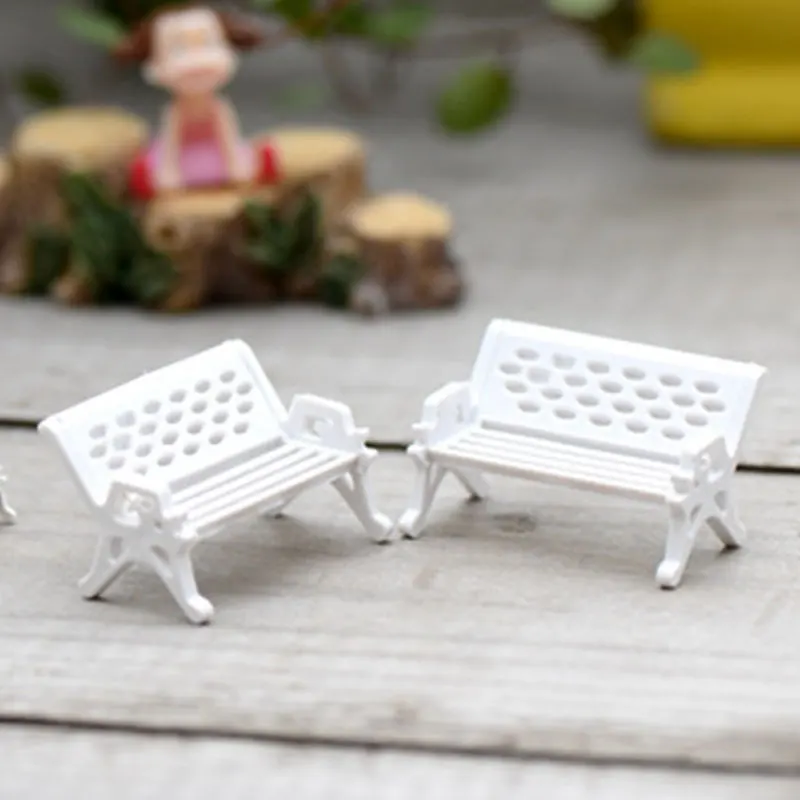 Mini Park Plastic Chair Crafts, DIY Fairy Garden Ornament, Miniature Figurine, Dollhouse Decor, Seat Bench, 10Pcs