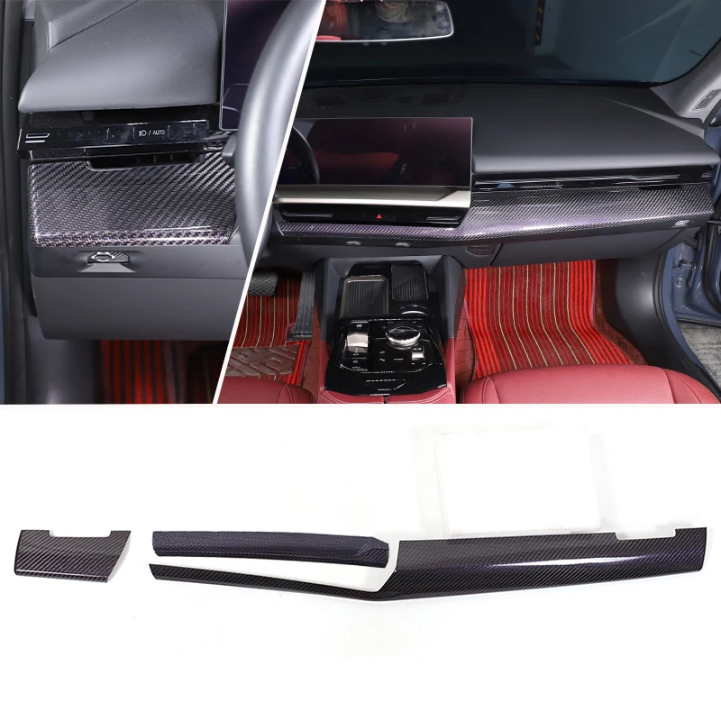 

For BMW 5 Series G60 2024 2025 LHD Real Carbon Fiber Car Center Console Dashboard Panel Trim Cover Sticker Interior Accessories