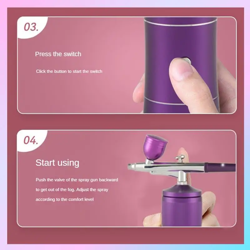 ABRG-エアブラシキットコンプレッサーエアブラシハンドヘルド充電式ネイルエアブラシマシン塗装モデルメイクアップケーキ装飾