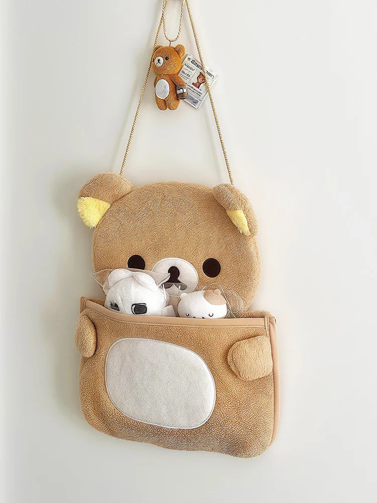 منظم تخزين معلق من Rilakkuma مع جيوب متعددة لتركيب على الحائط والباب من القطيفة لعرض المسكن الأساسية #1