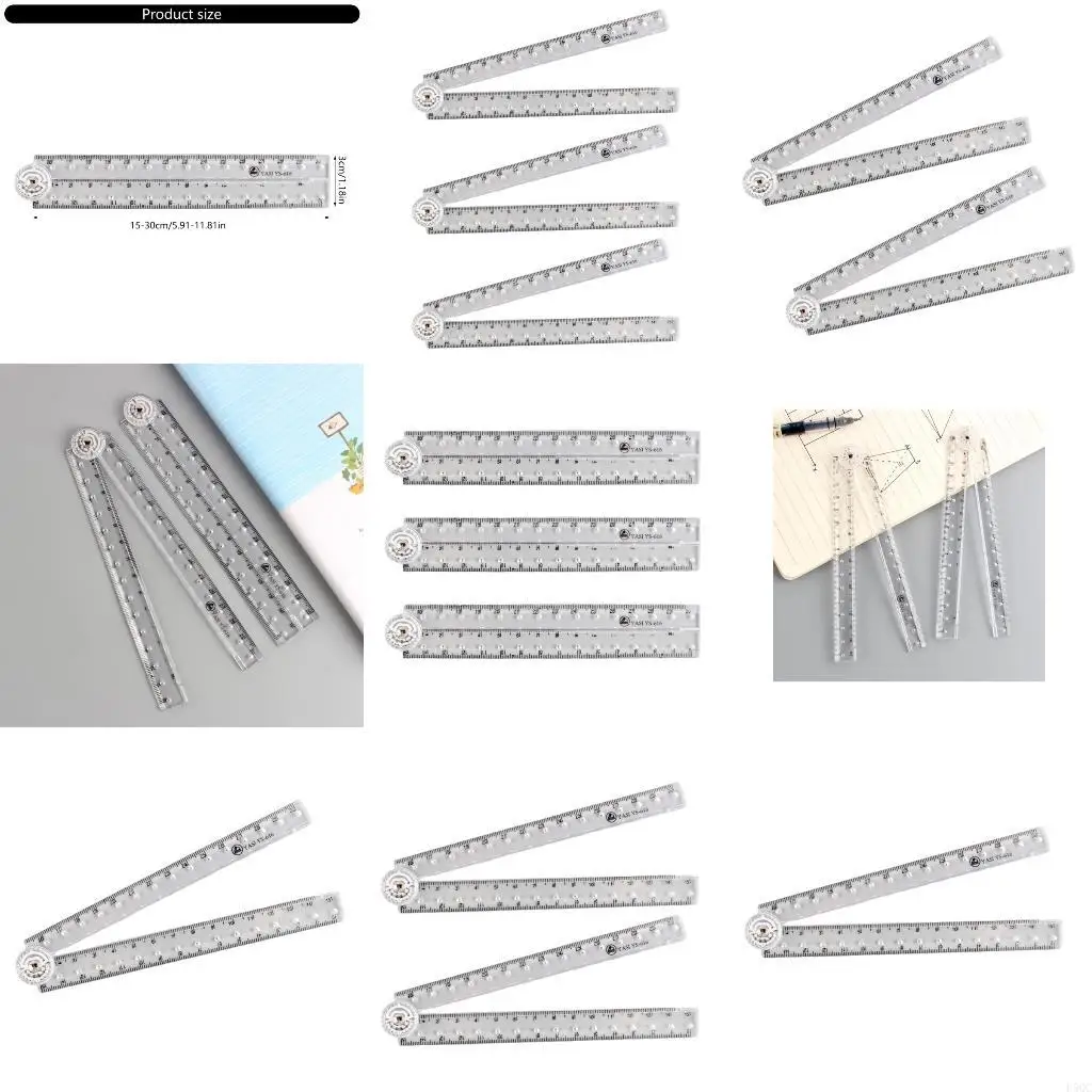 أداة قياس الانحناء الواضحة القابلة لإعادة التدوير لمواد المكتب المدرسية D5QC #1