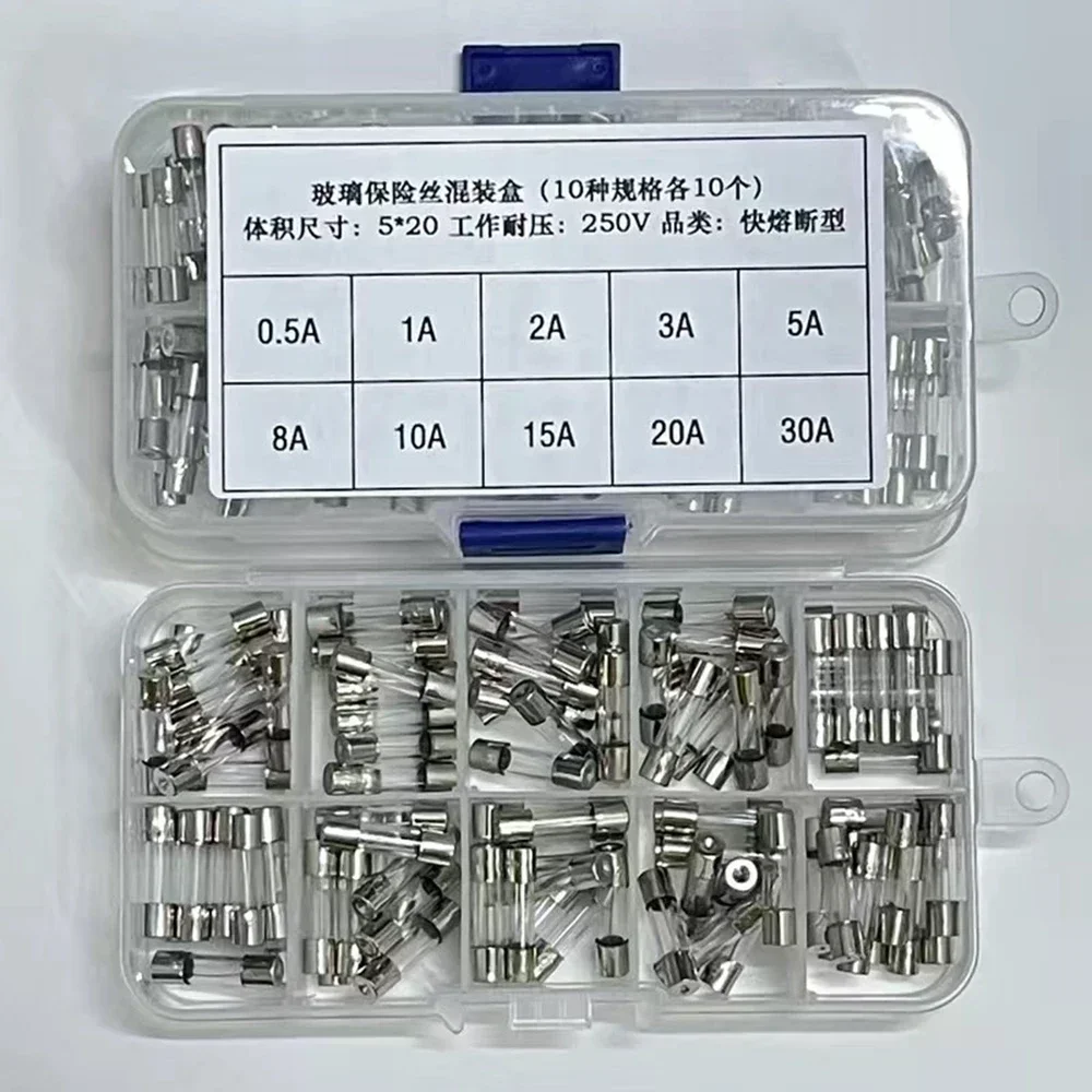 5x20mm 6x30mm 250V Ceramic Fuse0.5A 1A 2A 3A 4A 5A 6A 8A 10A 15A 20A ceramic glass Fuses 100pcs