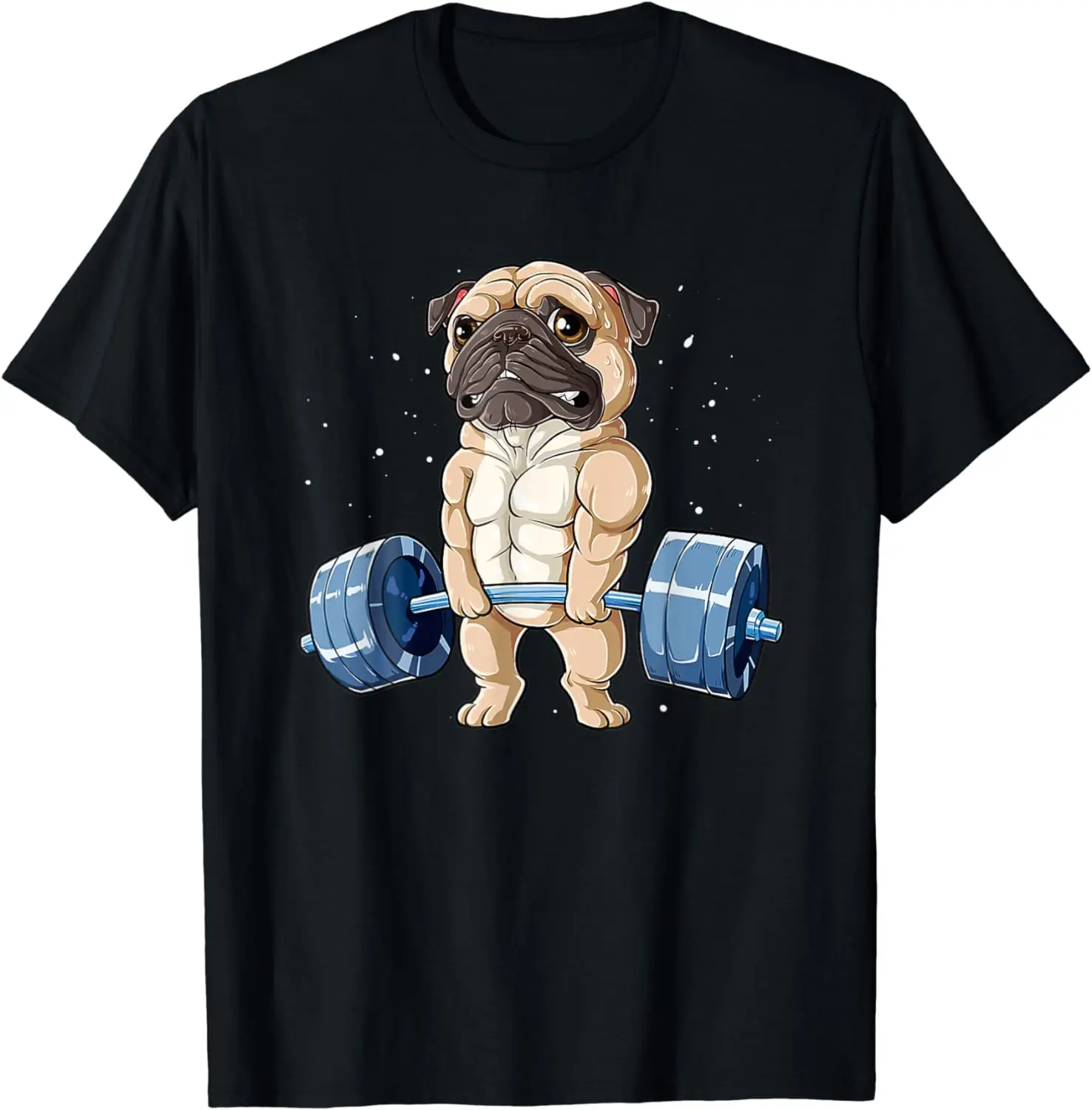 Pug Weightlifting Funny Animal Men Fitness Gym Workout Tee T-Shirt for Men Women Men Clothing Print Tee