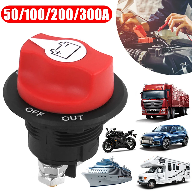 300A/200/A100A Car Battery Switch Rotary Disconnect Power Cut Off Short Disconnecter Power Isolator Auto Motorcycle Truck Boat