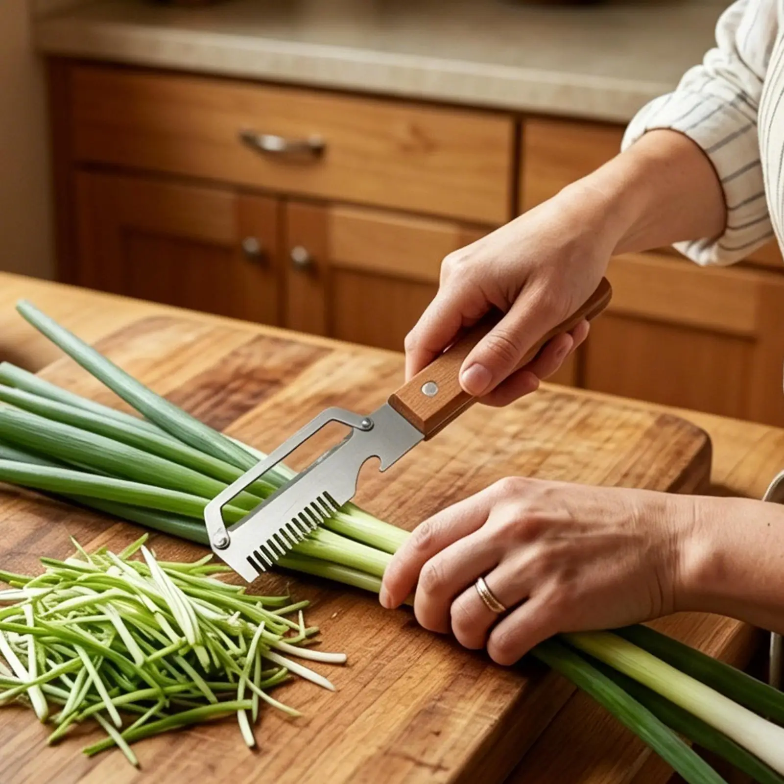 3-in-1 Serrated Peeling Knife Premium Vegetable Peeler With Wooden Handle And Bottle Opener Kitchen Tool Smooth Operation