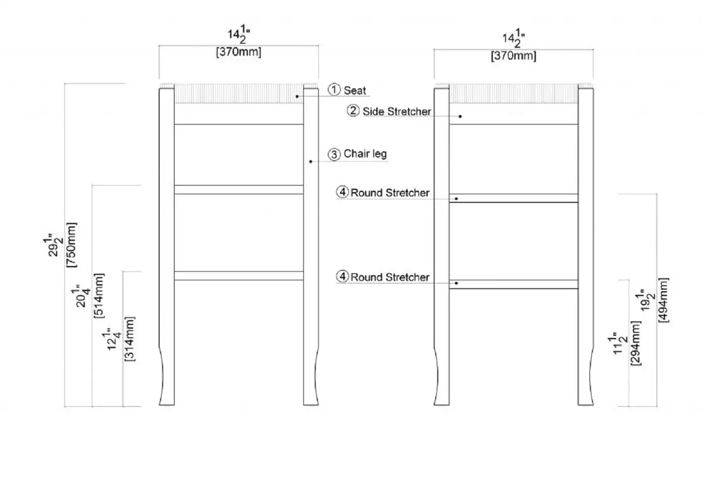 Square Rush Bar Stool, 29 ", Carvalho